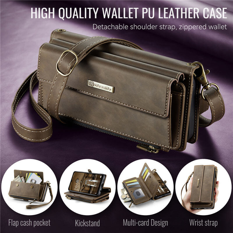 CaseMe Samsung Galaxy A13 4G/5G Wallet Case – RFID Blocking, 9 Card Slots, Crossbody Strap