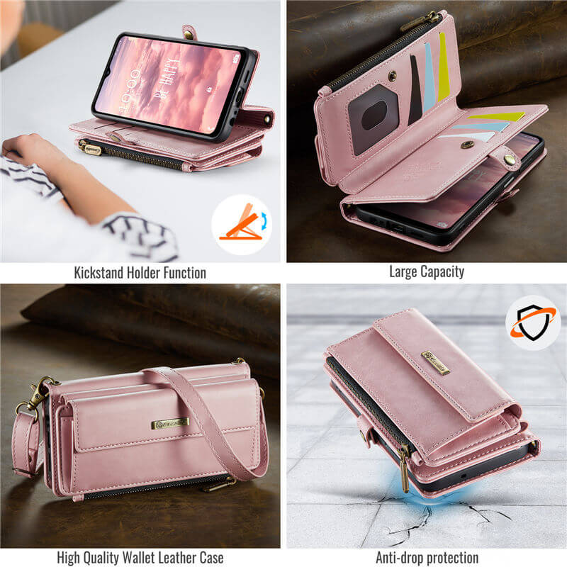 CaseMe Samsung Galaxy A13 4G/5G Wallet Case – RFID Blocking, 9 Card Slots, Crossbody Strap