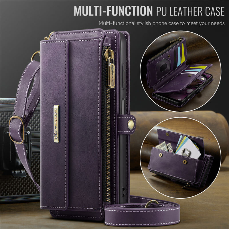 CaseMe Samsung Galaxy A13 4G/5G Wallet Case – RFID Blocking, 9 Card Slots, Crossbody Strap