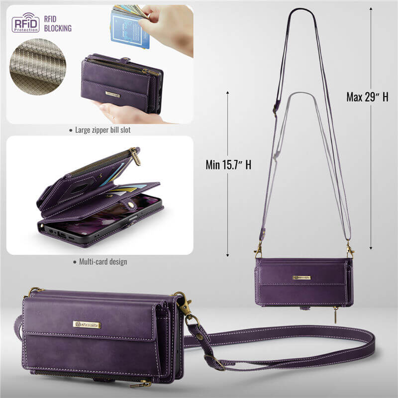 CaseMe Samsung Galaxy A13 4G/5G Wallet Case – RFID Blocking, 9 Card Slots, Crossbody Strap