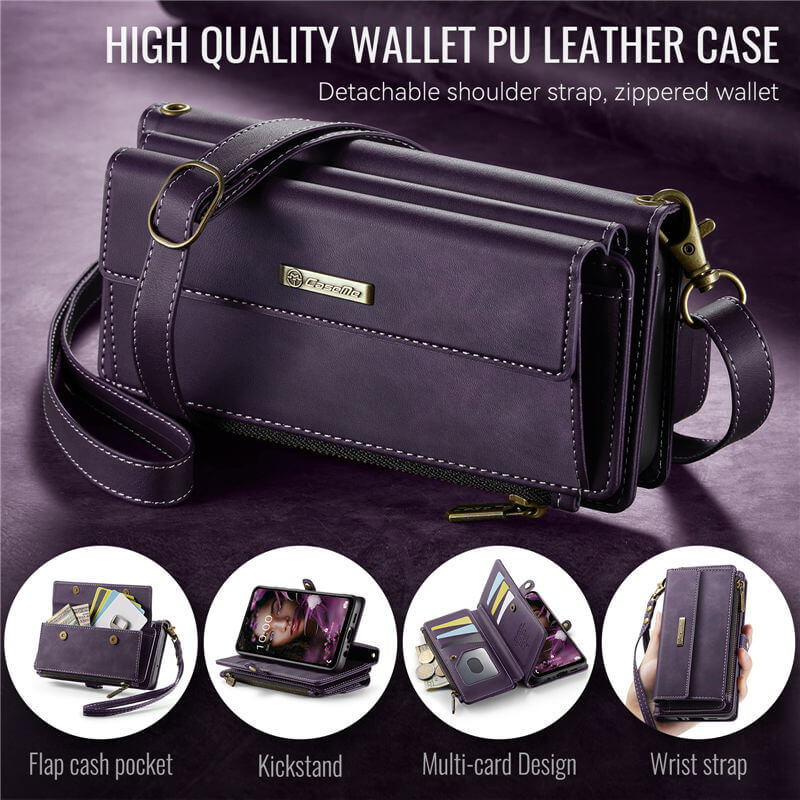 CaseMe Samsung Galaxy A13 4G/5G Wallet Case – RFID Blocking, 9 Card Slots, Crossbody Strap