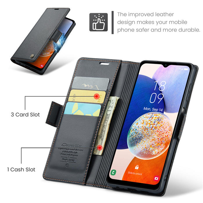 CaseMe Samsung Galaxy A14 Wallet RFID Blocking Magnetic Buckle Case