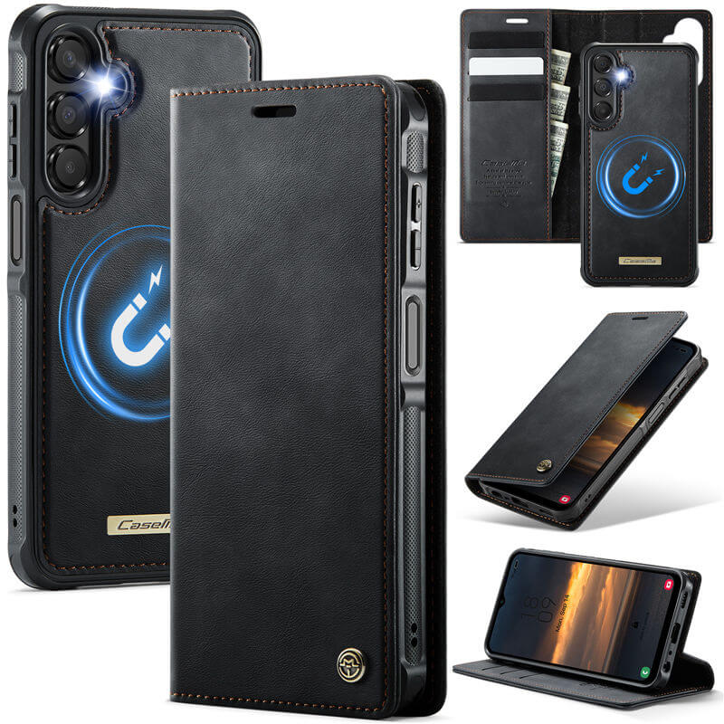 CaseMe Samsung Galaxy A14 2-in-1 Magnetic Wallet Case with RFID Blocking Black