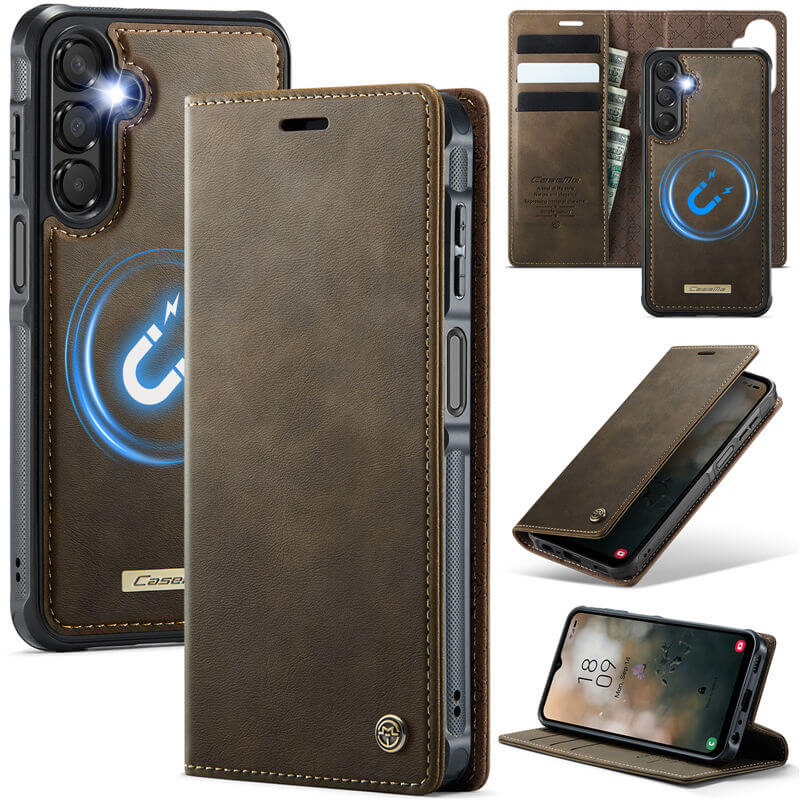 CaseMe Samsung Galaxy A14 2-in-1 Magnetic Wallet Case with RFID Blocking Coffee