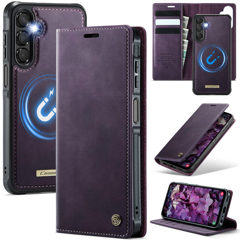 CaseMe Samsung Galaxy A14 2-in-1 Magnetic Wallet Case with RFID Blocking Purple