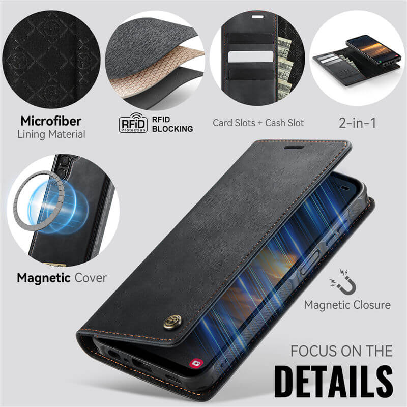 CaseMe Samsung Galaxy A14 2-in-1 Magnetic Wallet Case with RFID Blocking