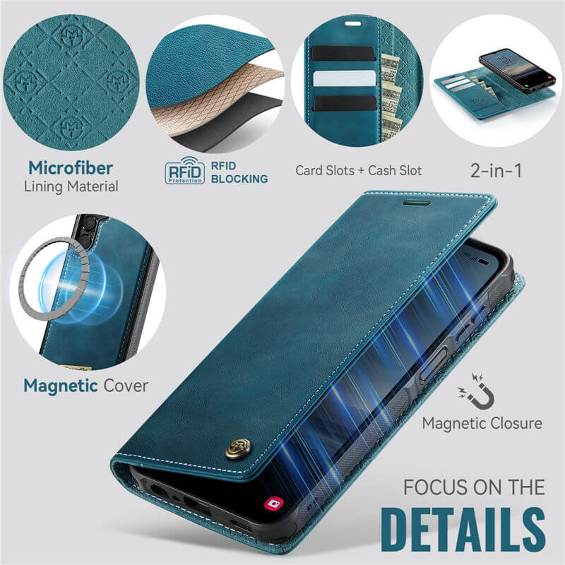 CaseMe Samsung Galaxy A14 2-in-1 Magnetic Wallet Case with RFID Blocking