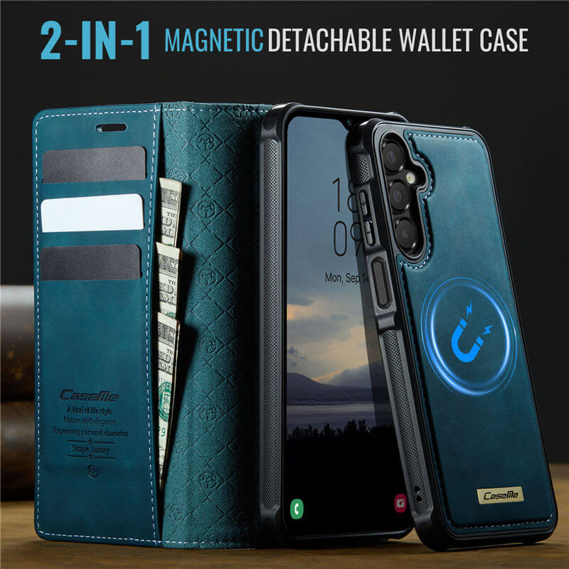 CaseMe Samsung Galaxy A14 2-in-1 Magnetic Wallet Case with RFID Blocking