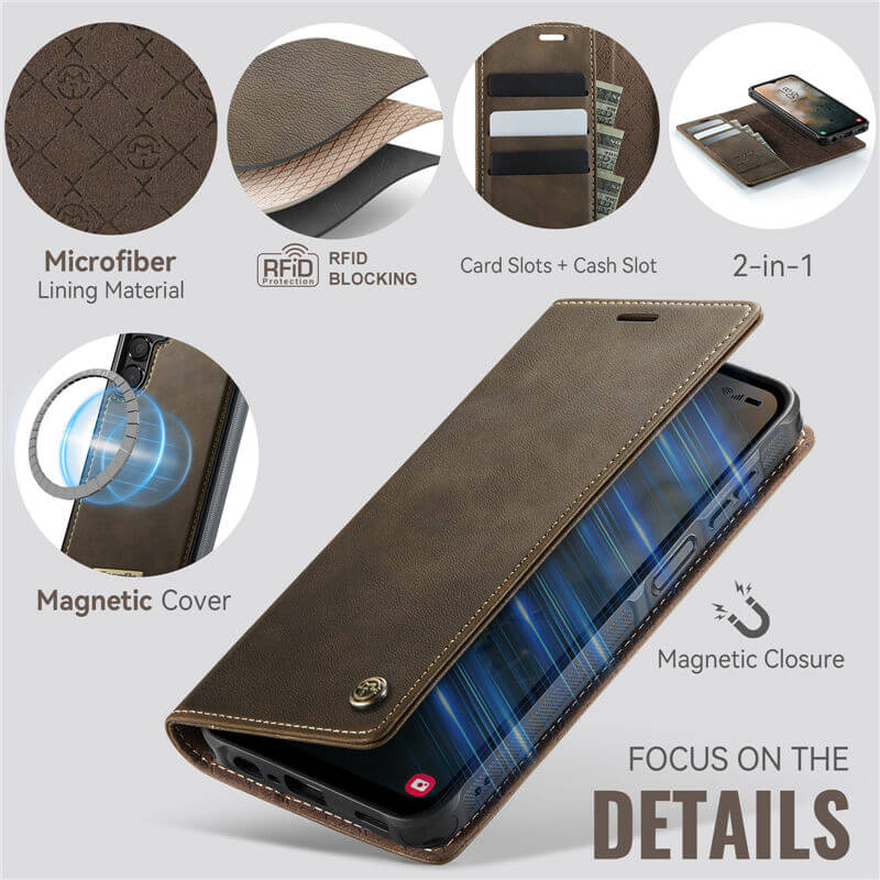 CaseMe Samsung Galaxy A14 2-in-1 Magnetic Wallet Case with RFID Blocking