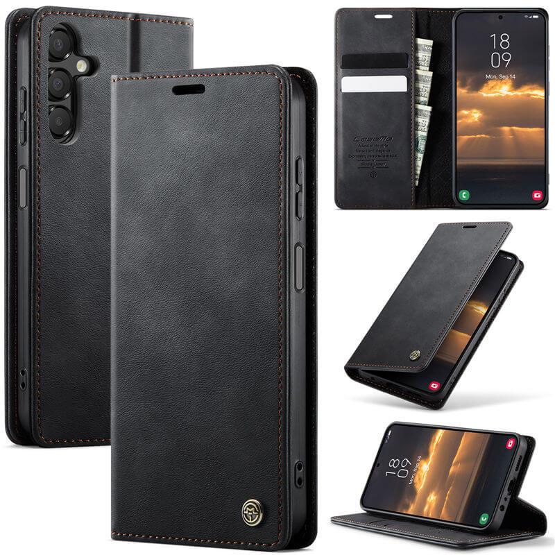 CaseMe Samsung Galaxy A14 Magnetic Wallet Case with RFID Blocking Black