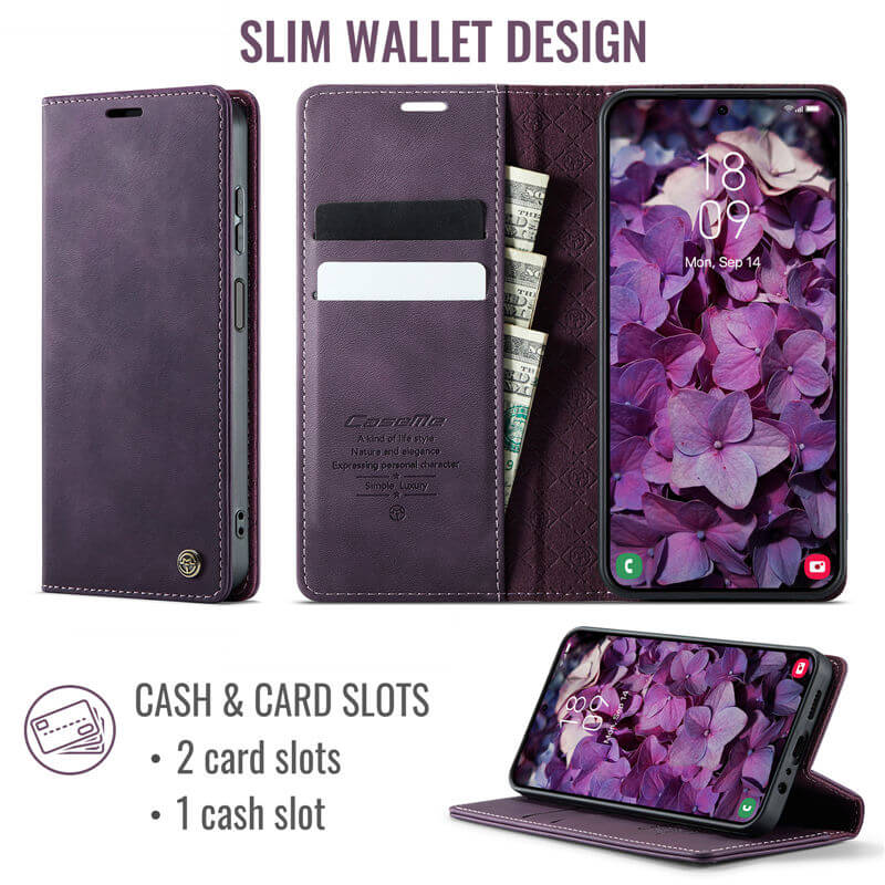 CaseMe Samsung Galaxy A14 Magnetic Wallet Case with RFID Blocking