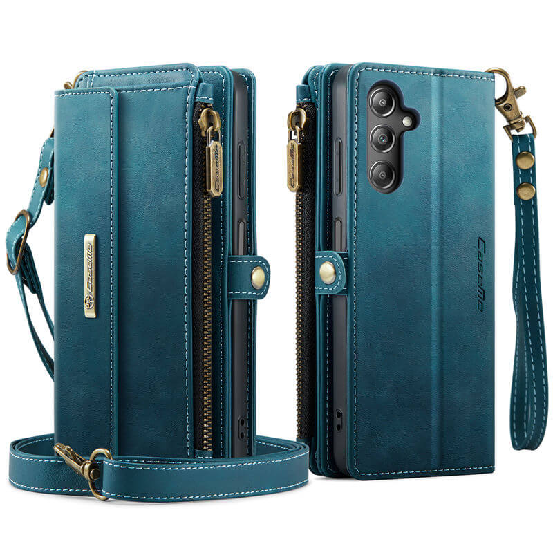 CaseMe Samsung Galaxy A14 Wallet Case – RFID Blocking, 9 Card Slots, Crossbody Strap