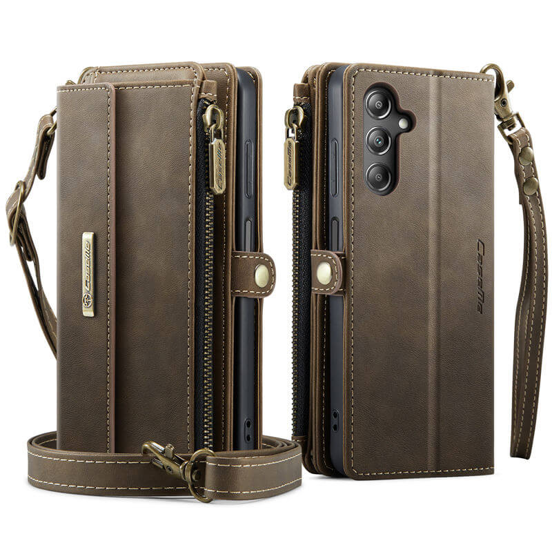 CaseMe Samsung Galaxy A14 Wallet Case – RFID Blocking, 9 Card Slots, Crossbody Strap