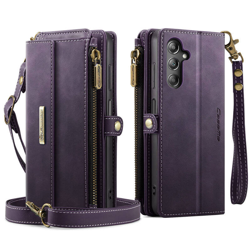 CaseMe Samsung Galaxy A14 Wallet Case – RFID Blocking, 9 Card Slots, Crossbody Strap