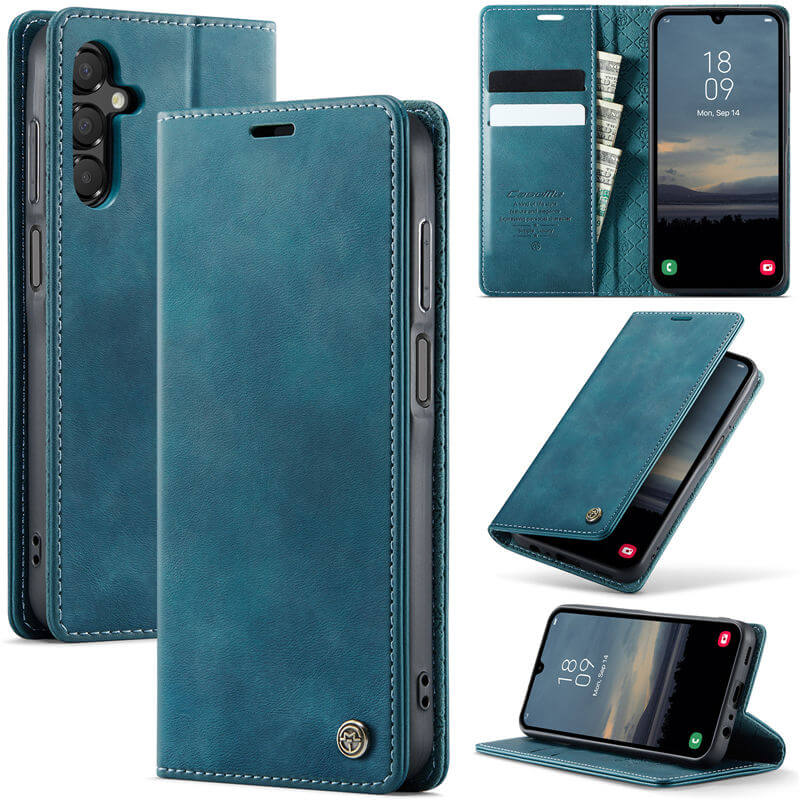 CaseMe Samsung Galaxy A15 Magnetic Wallet Case with RFID Blocking Blue