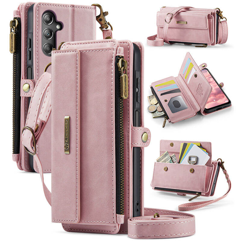 CaseMe Samsung Galaxy A16 5G Wallet Case – RFID Blocking Crossbody Bag with 9 Card Slots Pink