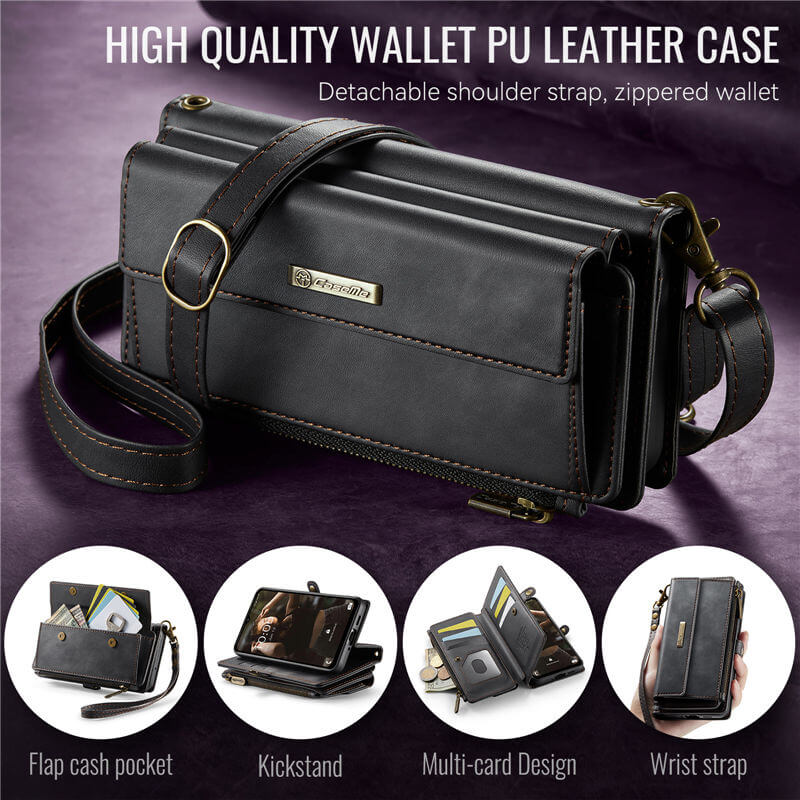 CaseMe Samsung Galaxy A16 5G Wallet Case – RFID Blocking, 9 Card Slots, Crossbody Strap