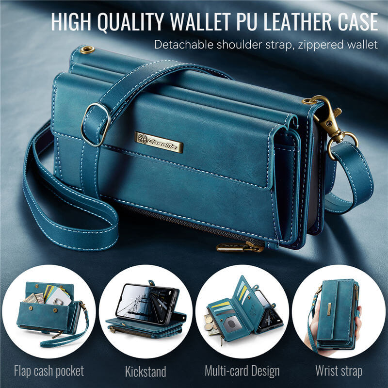 CaseMe Samsung Galaxy A16 5G Wallet Case – RFID Blocking, 9 Card Slots, Crossbody Strap