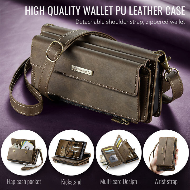 CaseMe Samsung Galaxy A16 5G Wallet Case – RFID Blocking, 9 Card Slots, Crossbody Strap