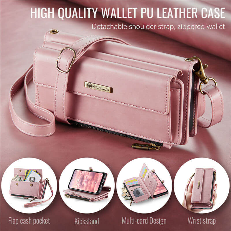 CaseMe Samsung Galaxy A16 5G Wallet Case – RFID Blocking, 9 Card Slots, Crossbody Strap