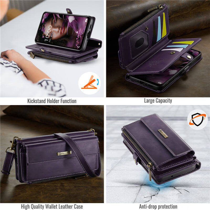 CaseMe Samsung Galaxy A16 5G Wallet Case – RFID Blocking, 9 Card Slots, Crossbody Strap