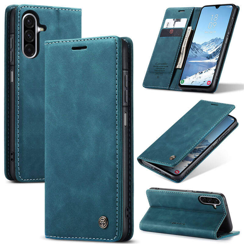 CaseMe Samsung Galaxy A17 Wallet Magnetic Suede Leather Case Blue