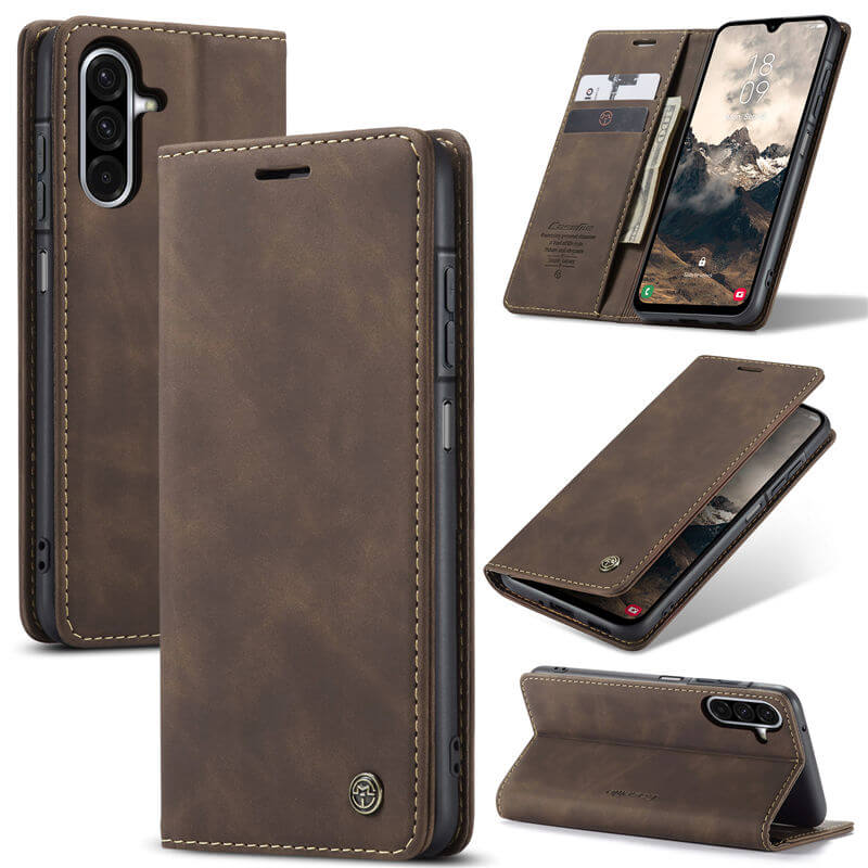 CaseMe Samsung Galaxy A17 Wallet Magnetic Suede Leather Case Coffee