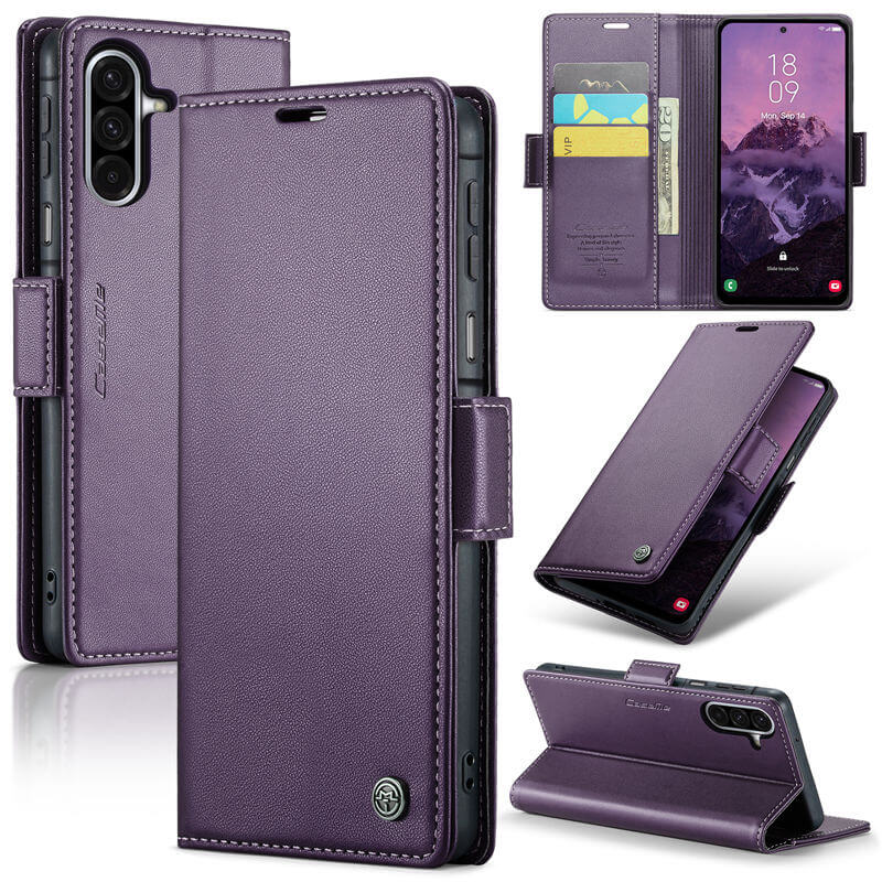 CaseMe Samsung Galaxy A17 Wallet RFID Blocking Magnetic Buckle Case Purple
