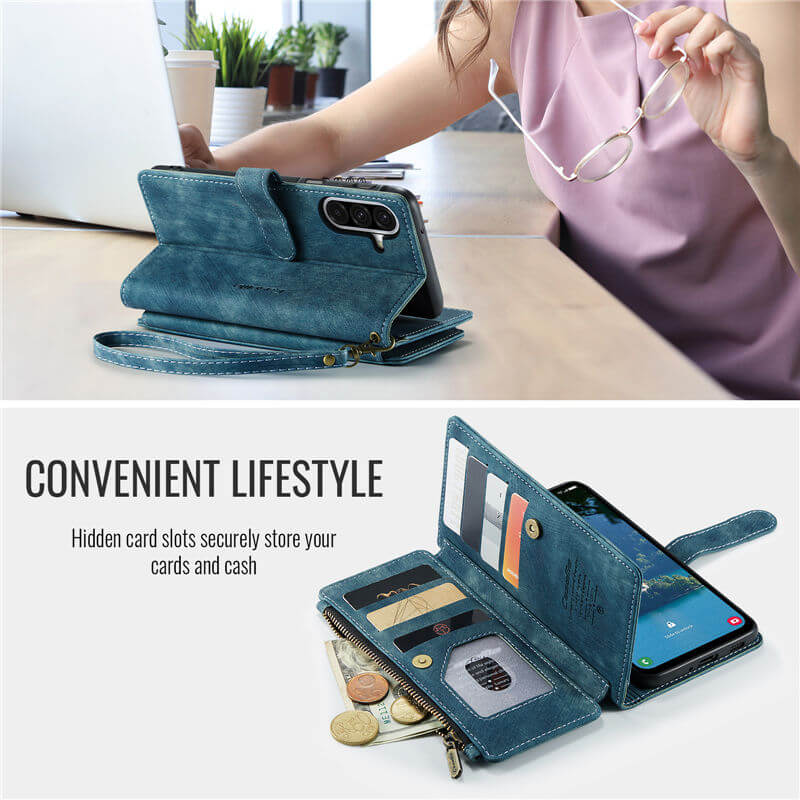 CaseMe Samsung Galaxy A17 Wallet Kickstand Case with Wrist Strap