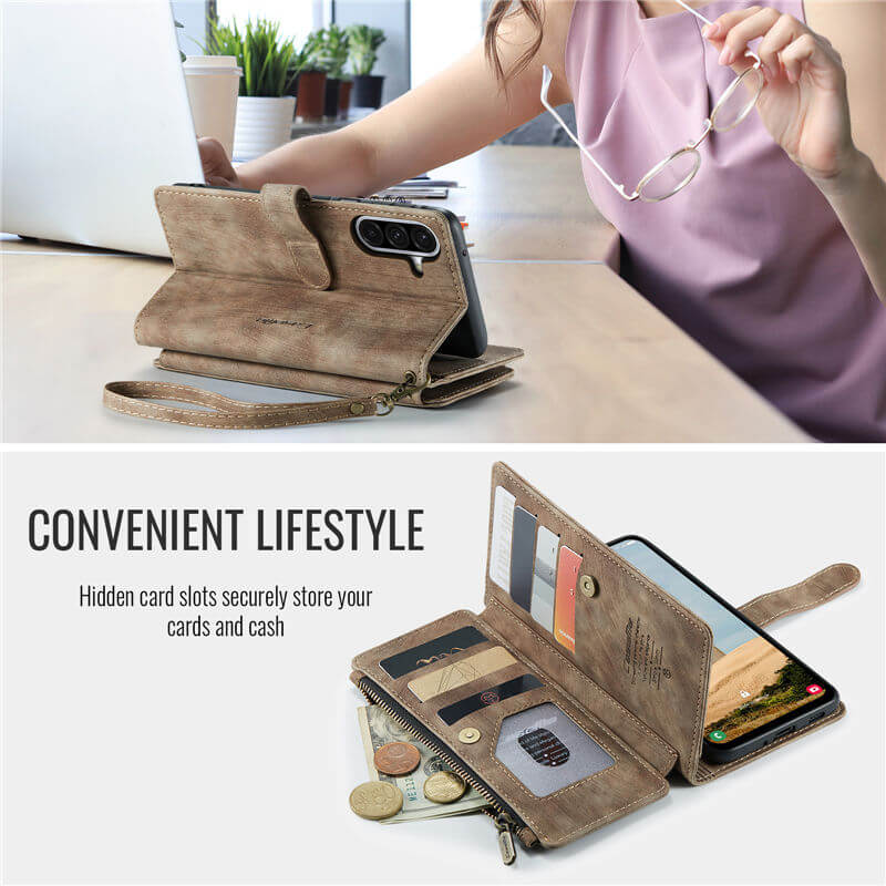 CaseMe Samsung Galaxy A17 Wallet Kickstand Case with Wrist Strap