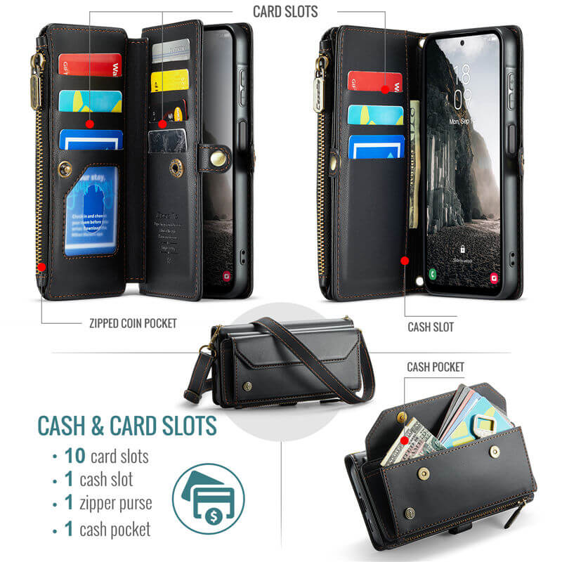 CaseMe Samsung Galaxy A17 Wallet Case with Crossbody Strap