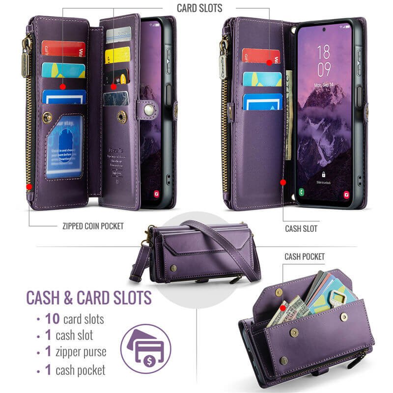 CaseMe Samsung Galaxy A17 Wallet Case with Crossbody Strap