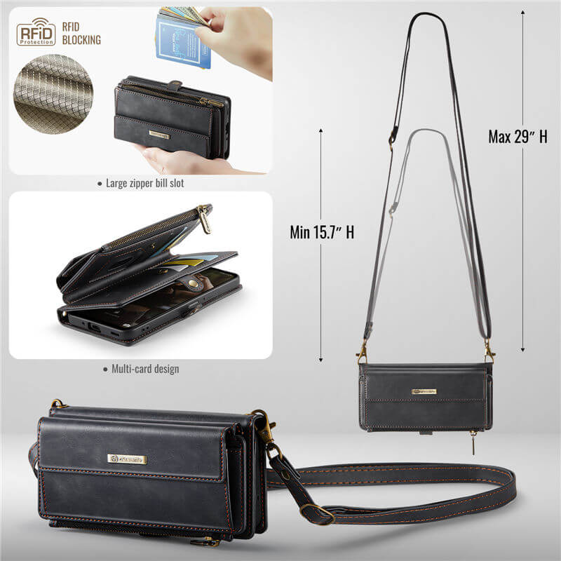 CaseMe Samsung Galaxy A17 Wallet Case with RFID Blocking, 9 Card Slots & Crossbody Strap
