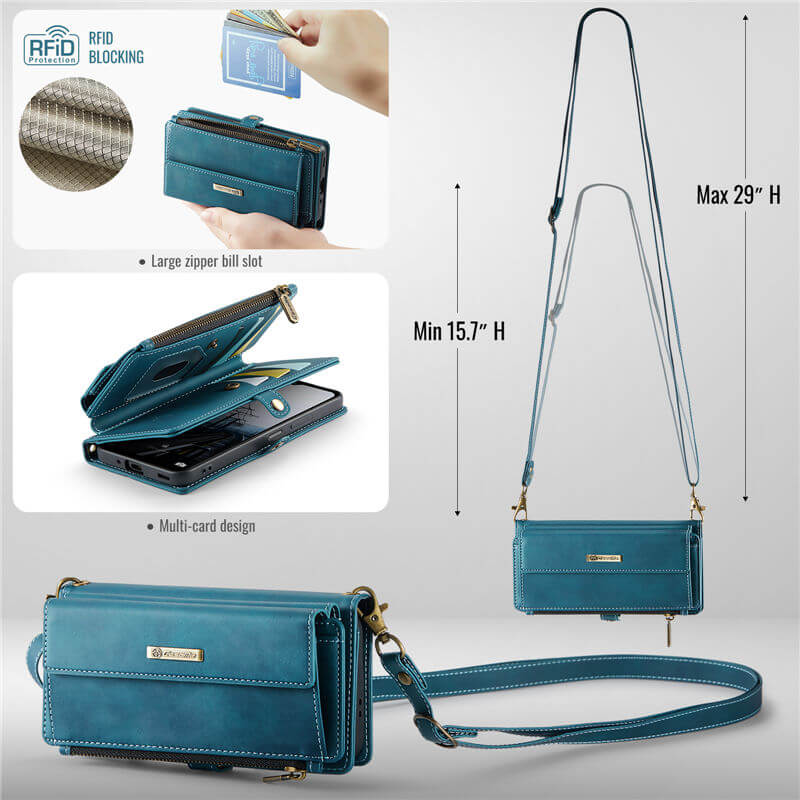 CaseMe Samsung Galaxy A17 Wallet Case with RFID Blocking, 9 Card Slots & Crossbody Strap