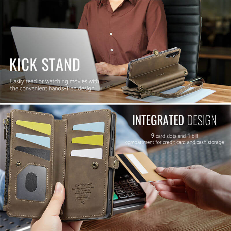 CaseMe Samsung Galaxy A17 Wallet Case with RFID Blocking, 9 Card Slots & Crossbody Strap