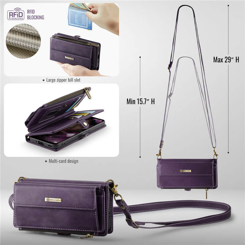 CaseMe Samsung Galaxy A17 Wallet Case with RFID Blocking, 9 Card Slots & Crossbody Strap