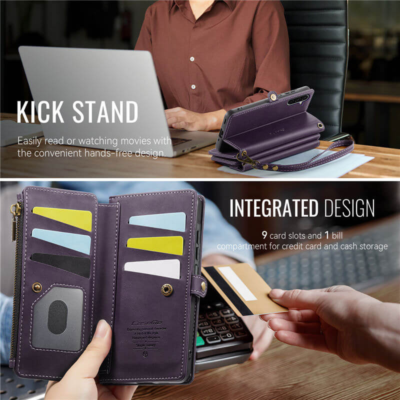 CaseMe Samsung Galaxy A17 Wallet Case with RFID Blocking, 9 Card Slots & Crossbody Strap