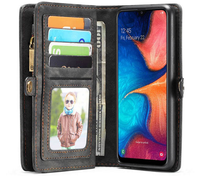 CaseMe Samsung Galaxy A30 Zipper Wallet Magnetic Detachable 2 in 1 Folio Case
