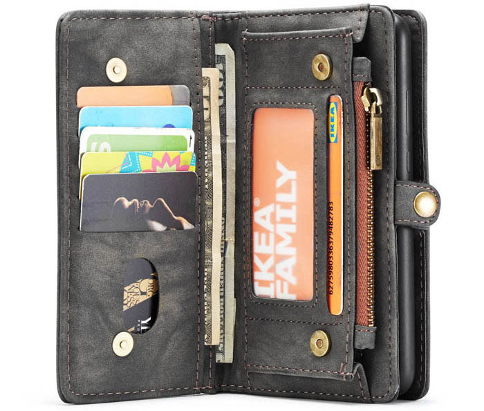 CaseMe Samsung Galaxy A30 Zipper Wallet Magnetic Detachable 2 in 1 Folio Case