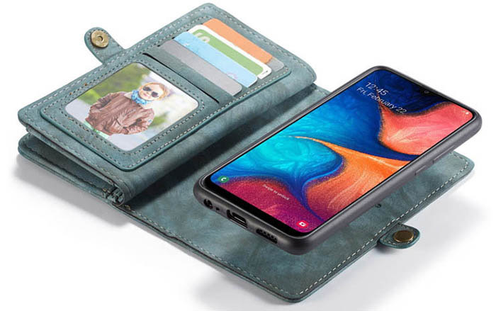 CaseMe Samsung Galaxy A20 Zipper Wallet Magnetic Detachable 2 in 1 Folio Case