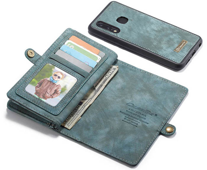 CaseMe Samsung Galaxy A30 Zipper Wallet Magnetic Detachable 2 in 1 Folio Case