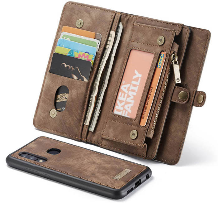 CaseMe Samsung Galaxy A30 Zipper Wallet Magnetic Detachable 2 in 1 Folio Case