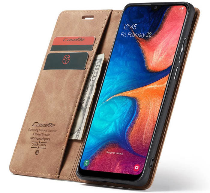 CaseMe Samsung Galaxy A20 Wallet Kickstand Magnetic Flip Leather Case