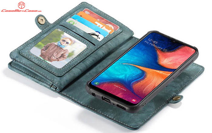 CaseMe Samsung Galaxy A20e Zipper Wallet Magnetic Detachable 2 in 1 Folio Case