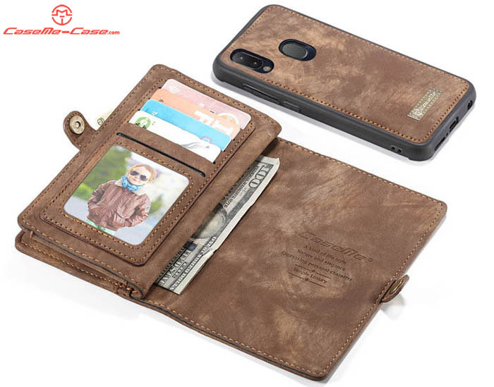 CaseMe Samsung Galaxy A20e Zipper Wallet Magnetic Detachable 2 in 1 Folio Case