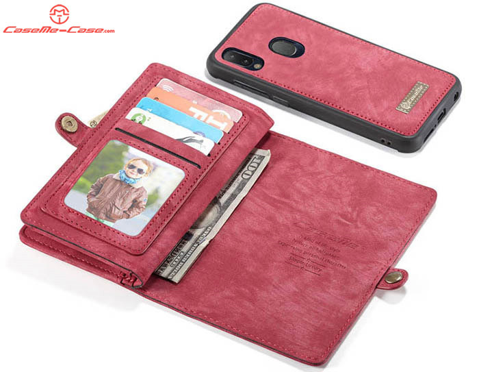 CaseMe Samsung Galaxy A20e Zipper Wallet Magnetic Detachable 2 in 1 Folio Case
