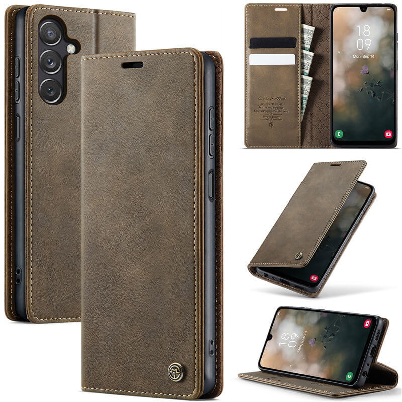CaseMe Samsung Galaxy A24 4G Magnetic Wallet Case with RFID Blocking Coffee