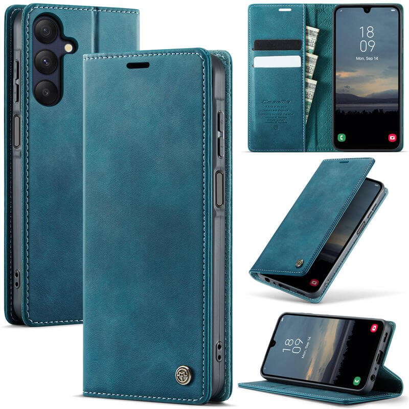 CaseMe Samsung Galaxy A25 5G Magnetic Wallet Case with RFID Blocking Blue