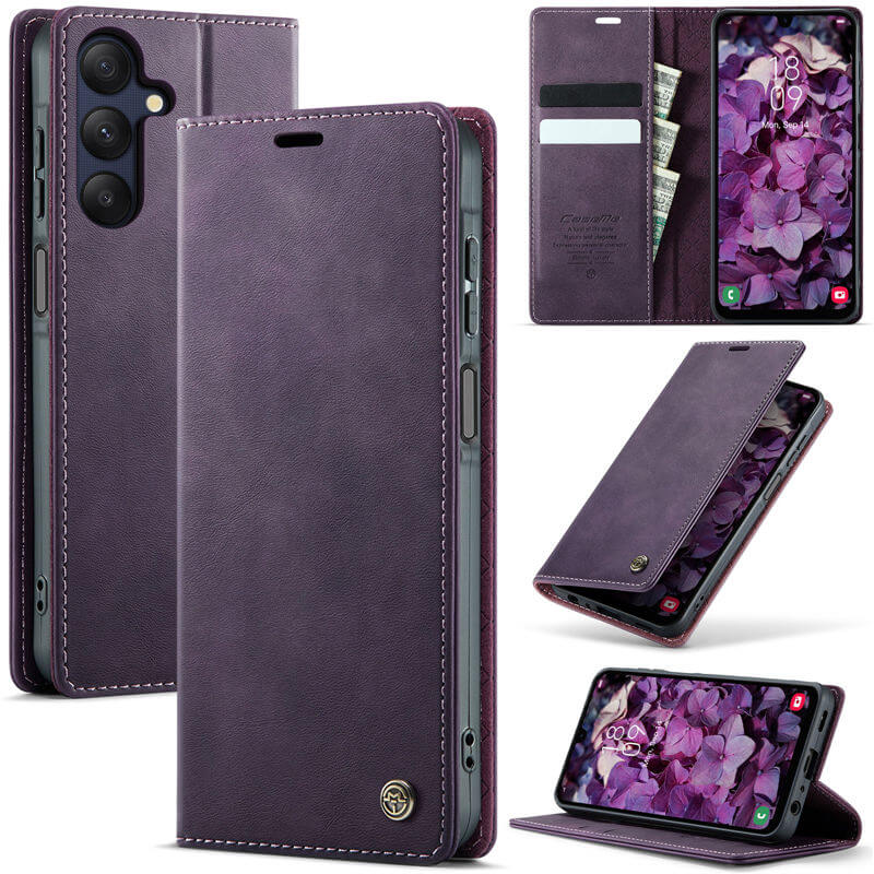 CaseMe Samsung Galaxy A25 5G Magnetic Wallet Case with RFID Blocking Purple