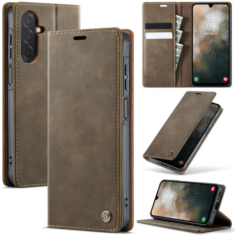 CaseMe Samsung Galaxy A26 5G Magnetic Wallet Case with RFID Blocking Coffee